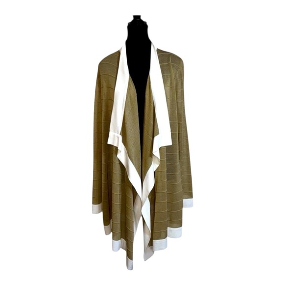 Misook Sweaters - Misook XL Camel Cream Draped Waterfall Cardigan Lightweight Knit